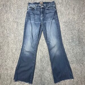 MOTHER The Weekender Fray Jeans Tongue In Chic Flare Raw Hem 1535-625 Size 25